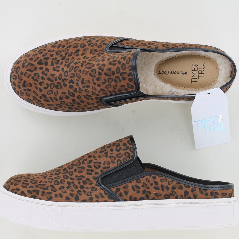 New Time & Tru Leopard Print Sneaker Mule - Size 11